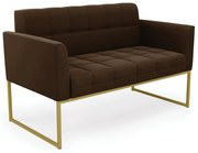 Sofá Namoradeira Elisa Suede Base Metálica Industrial Dourado D03 - D'Rossi  - Marrom