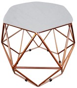 Puff Aramado Hexágono Decorativo Industrial Cobre com Suede D03 - D'Rossi - Cinza