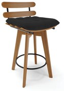 Banqueta Giratória Costela Veludo Base Madeira MA70 J01 - D'Rossi - Preto
