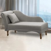 Divã Recamier Pés Retrô Medelin 150cm Linho E03 - D'Rossi - Cinza