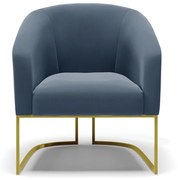 Poltrona Decorativa Industrial Dourado kit 2 Stella Suede D03 - D'Rossi - Azul Marinho