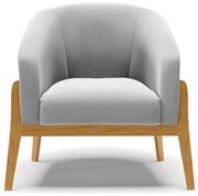 Poltrona Decorativa Base de Madeira kit 2 Stella Suede D03 - D'Rossi - Cinza