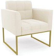 Poltrona Elisa Veludo Base Metálica Industrial Dourado D03 - D'Rossi - Bege
