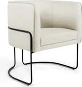 Poltrona Decorativa Base Aço Betina C-107 Linho Bege Claro - Domi