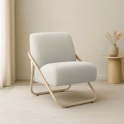 Poltrona Sala Decorativa Industrial Champanhe Martina Bouclê Cinza K01 - D'Rossi