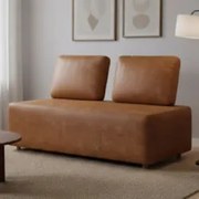 Sofá 2 Lugares 148cm Sala de Estar Rovier Sintético Caramelo Z32 - Mpo