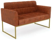 Sofá Namoradeira Elisa Corano Base Metálica Industrial Dourado D03 - D'Rossi  - Nozes