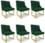Cadeira Sala de Jantar Industrial Dourado kit 6 Liz Bouclê Verde D03 - D'Rossi