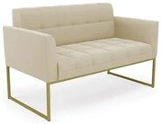 Sofá Namoradeira Base Industrial Dourado Ana Suede Bege - Ibiza