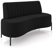 Sofá 2 Lugares Living 160cm Pé Ferro Pto Maraú Veludo K01 - D'Rossi - Preto