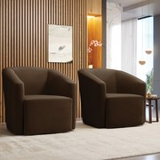 Poltrona Decorativa Base Giratória Kit 2 Stella Max Suede D03 - D'Rossi - Marrom