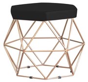 Puff Decorativo Base Gold Elsa Veludo Preto G41 - Gran Belo