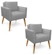 Kit 2 Poltronas Aline Suede Pés Palito Castanho D03 - D'Rossi - Cinza