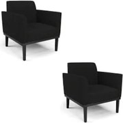 Poltrona Base Madeira Preto Kit 2 Maressa Linho Preto - Ibiza