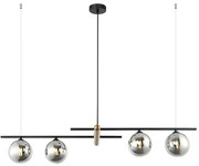 Pendente Bambu Metal Preto E Bronze Vidro Fume 23X98X16,5Cm 4Xg9 | Bel...