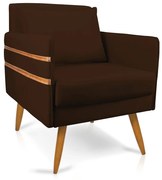 Poltrona Mari Suede Pés Palito Castanho D03 - D'Rossi - Marrom