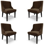 Kit 4 Cadeiras Decorativas Sala de Jantar Base Fixa de Madeira Firenze Suede Marrom/Preto G19 - Gran Belo