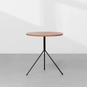 Mesa Lateral Daily Mad Redonda 50cmx45cm – Preto com Amêndoa