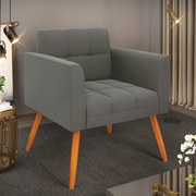 Poltrona Elisa Suede Pés Palito Castanho D'Rossi - Grafite