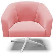 Poltrona Decorativa Giratória Cromada Stella Suede D03 - D'Rossi - Rose