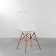 Cadeira Eames Eiffel Base Madeira - Incolor - Cadeira Eames Eiffel Pés em Madeira - Incolor