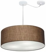 Lustre Pendente Cilíndrico Com Desvio Md-4266 Cúpula em Tecido 60x21cm Café - Bivolt