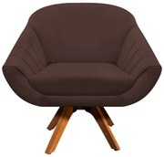 Poltrona Giratória Giovana Suede Marrom Base Madeira MM30 D'Rossi
