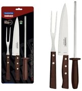 Kit para Churrasco Tramontina Aço Inox Madeira Natural e Polipropileno 3 Peças