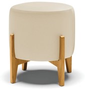 Puff Decorativo Stella Sintético Base Madeira Castanho D03 - D'Rossi - Bege