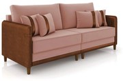 Sofá 2 Lugares Living 172cm Pé Madeira Valença Marrom/Veludo K01 - D'Rossi - Rose