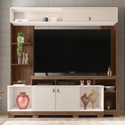 Home Theater Ripado Luvia para TV até 65 2 Portas e Nichos MDP Nogueira/OffWhit G11 - Gran Belo