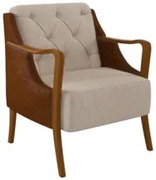Poltrona Decorativa para Sala de Estar Capitonê Lapa Z32 PU Camel/Linh