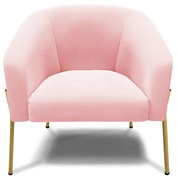 Poltrona Decorativa Pé de Ferro Dourado Kit 2 Stella Suede D03 - D'Rossi - Rosa Bebê