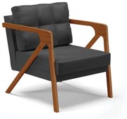 Poltrona Melissa Corino Base de Madeira Castanho D03 - D'Rossi - Preto