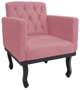 Poltrona Classic Pés Luís XV Suede Rosa Bebê - ADJ Decor