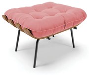 Puff Costela Suede Base Metálica Preto - D'Rossi - Rose