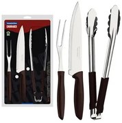 Kit para Churrasco Tramontina Plenus Aço Inox e Cabos de Polipropileno Marrom 3 Peças