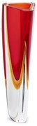 Vaso Triangular nº 1 Bicolor Vermelho com Âmbar Murano Cristais Cadoro