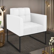 Poltrona Elisa Corino Base Metálica Industrial Preto D03 - D'Rossi - Branco