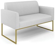 Sofá Namoradeira Base Industrial Dourado Marisa Linho - A05 Cinza Claro