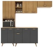 Cozinha Compacta Amélia Freijó UV/Ripado/Grafite Acetinado Z44 - Mpoze