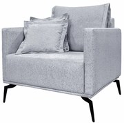 Poltrona Decorativa Pés em Aço Stagno Linho Cinza Rustico G63 - Gran Belo