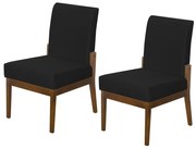 Kit 02 Cadeiras de Jantar Helena Suede Preto - Decorar Estofados