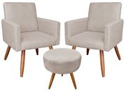 KIT 02 POLTRONAS COM 01 PUFF LARISSA SUE - Bege