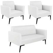 Sofá Namoradeira com 2 Poltronas Pés Villach Marisa Corino Branco