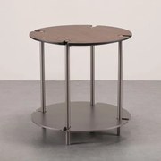 Mesa Lateral Ravena Redonda Nogueira Haste Bronze - 78345 Sun House