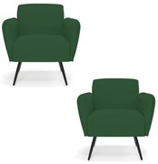 Kit 2 Poltronas Pés Palito de Ferro Bruna Veludo D01 - D'Rossi - Verde