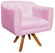 Kit 01 Namoradeira e 02 Poltronas Giratória Julia Suede Base Madeira MM30 D01 - D'Rossi  - Rosa Bebê