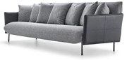 Sofá Gante 4 lugares Assento Tabaco Braços Couro Base Grafite 258cm - 62502 Sun House