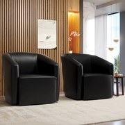 Poltrona Decorativa Base Giratória Kit 2 Stella Max Sintético PU D03 - D'Rossi - Preto